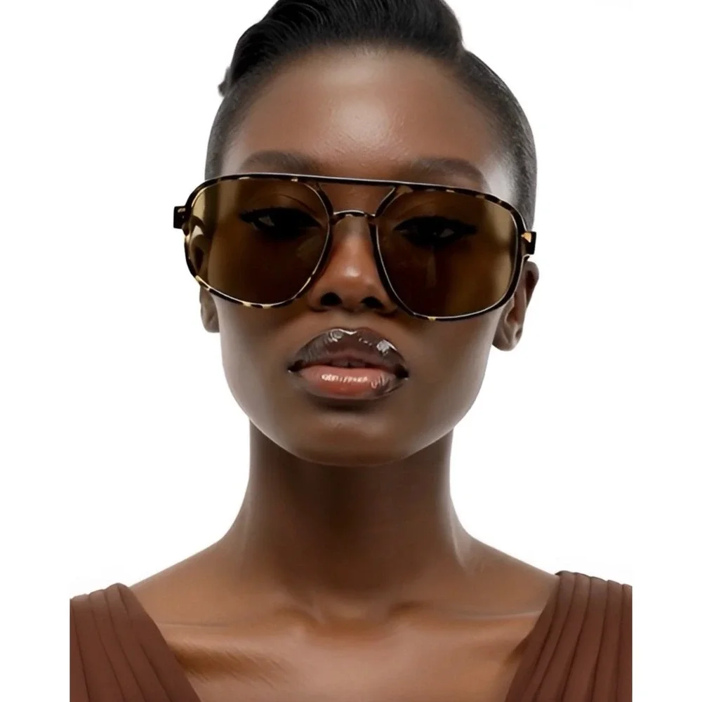 Women's Aviator Sunglasses Hip‎ Hop Leopard Print Tortoise Shell Gradient Lenses